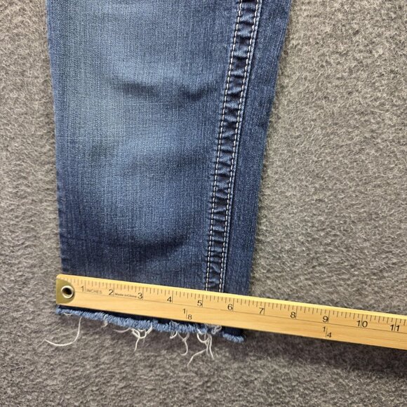 Miss Me Jeans Womens 27 Blue Mid Rise Easy Skinny Embellished Raw Hem *Cut off* - Picture 10 of 10